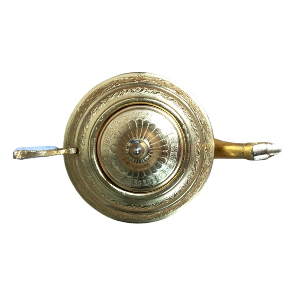 2 Piece Set Turkish Samovar Gold Plated Tea Coffee Ornate Engraving Tray and Pot - Picture 16 of 16